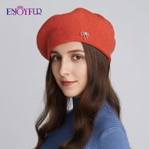 ENJOY Women Winter  Beret Hats Warm Double Lined Autumn  Caps Fashion Re... - £67.73 GBP