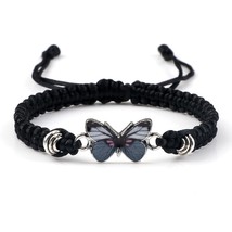 Hot Gray Butterfly Fashion Bracelet Classic Black White Braided Rope Chain Handm - £11.10 GBP