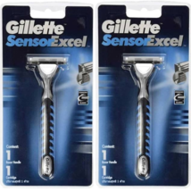 2 pcs GILLETTE Sensor Excel Razor + Refillable 2 pcs ,Free Shipping - £17.41 GBP