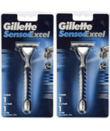 2 pcs GILLETTE Sensor Excel Razor + Refillable 2 pcs ,Free Shipping - £17.14 GBP