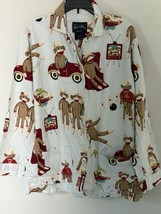 Nick &amp; Nora Sz Small Cotton Sock Monkey Baking Bowling TV Pajama Shirt  ... - $279.41 MXN