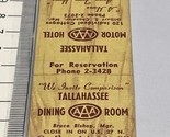 Front StrikMatchbook Cover Tallahassee Dining Room On Beautiful Lake Ell... - $12.38