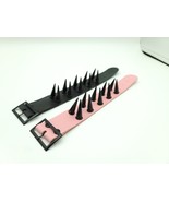 Spiked Leather Bracelet - Black or Pink Buckle Bracelet - Studded - Meta... - $19.19 CAD