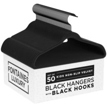 Fontaines Luxury Kid&#39;S Black Velvet Felt Non Slip Clothes Hangers 50 Pack - Ultr - £44.51 GBP