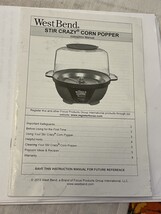 West Bend Stir Crazy Popcorn Popper replacement instructions - £4.69 GBP