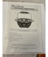 West Bend Stir Crazy Popcorn Popper replacement instructions - $8.20 CAD