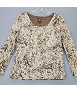 Rafaella Women Shirt Size L Brown Scaly Animal Classic 3/4 Sleeve Scoop ... - £10.05 GBP