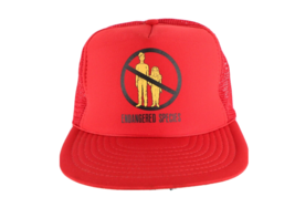 Vintage 80s Endangered Species Humans Spell Out Roped Trucker Hat Snapba... - $32.62