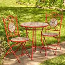 Zaer Ltd. Mosaic Tile Furniture (Bistro Set (1 Table, 2 Chairs), Tokyo Red) - £314.50 GBP