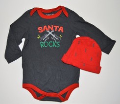 Infant Boy 9m Cherokee Holiday Novelty Bodysuit Shirt Santa Rocks Guitar Hat - £4.74 GBP