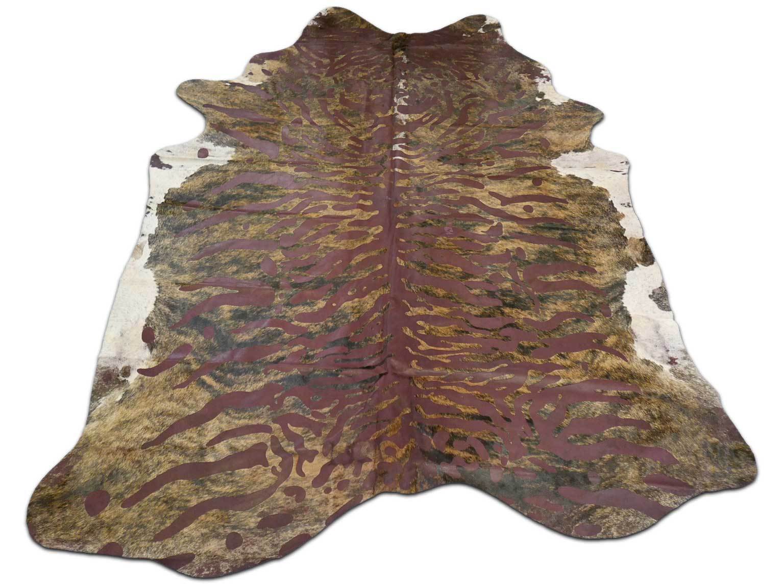 Tiger Cowhide Rug Size: 7.5 X 7 ft Tiger Print Acid Washed Cowhide Rug G-687 - $216.81