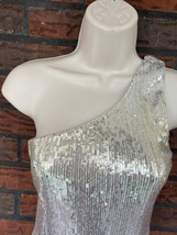 Sleeveless One Shoulder Cocktail Dress Small All Over Silver Gold Sequin... - $15.20