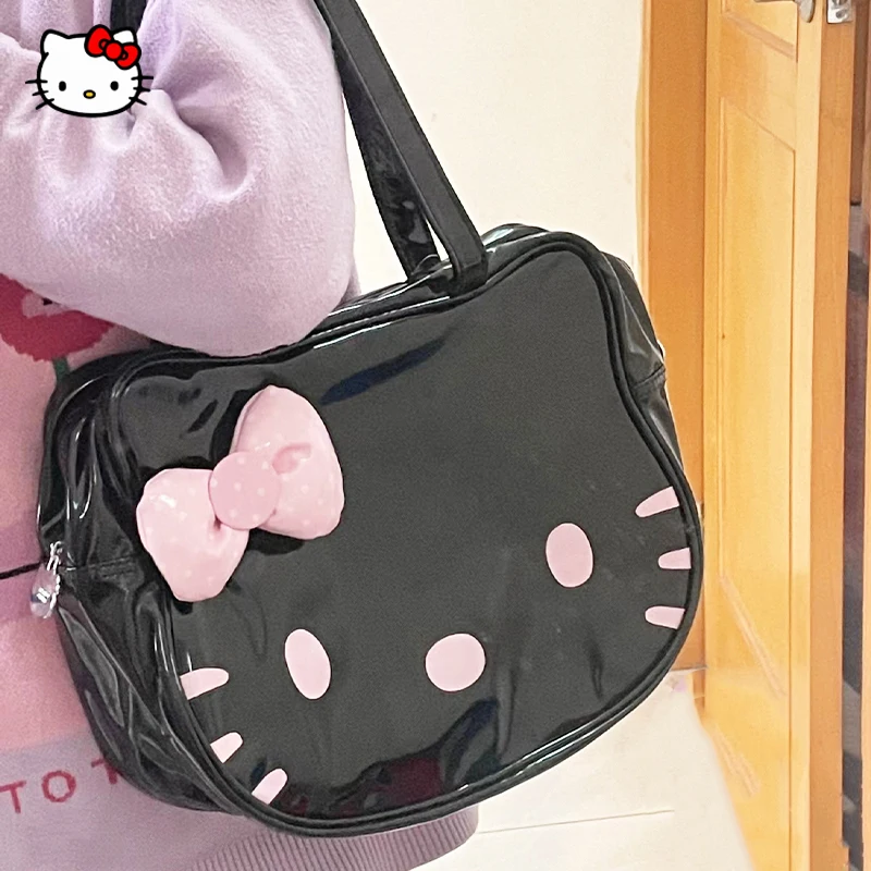 Kawaii Sanrio Hello Kitty Handbag Cute Cartoon Bow Student Large Capacity PU - £13.18 GBP