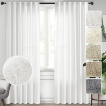 Meetbily Curtains Panels For Back Tab Semi Sheer,, 2-Pack, 50 X 84 Inch, White - £24.66 GBP