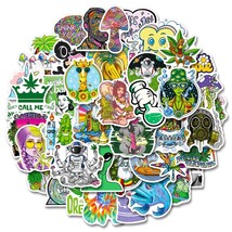 50 PCS Handmade Psychedelic Weed Leaves Stickers Graffiti For Guitar Laptop Skat - £7.84 GBP