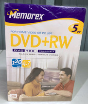 Memorex Dvd+Rw 5PK Plus Dvd Cases New In Package Sealed - £7.21 GBP