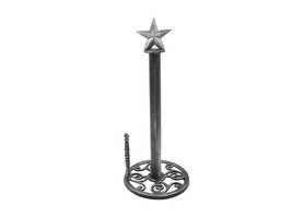 Rustic Silver Cast Iron Texas Star Bathroom Extra Toilet Paper Stand 16&quot;&quot; - £50.01 GBP