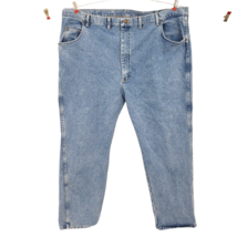 Wrangler Mens Rugged Wear Jeans Size 50x32 100% Cotton Light Blue Wash - £17.39 GBP