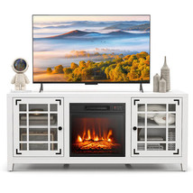 58 Inch Fireplace TV Stand with Adjustable Shelves for TVs up to 65 Inch-White - - £271.37 GBP