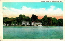 Summer House on Winona Lake Indiana IN Linen Postcard B9 - $2.92