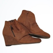 Unity by Carlos Santana Light Brown Zip Up Ankle Booties Wedges Size 7M - £20.50 GBP