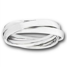 Triple Interlocking Rolling Ring Womens Silver Stainless Steel Trinity Band - £13.34 GBP