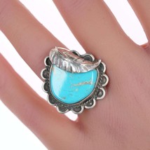 sz6.5 Vintage Navajo silver and turquoise ring e - £53.84 GBP