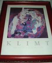 VTG Framed Print Gustav Klimt The Virgin - La Jeune Fille red carved frame - £31.00 GBP