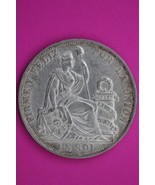 1891 Peru 1 Sol Silver Coin .900 Fine Guaranteed Authentic &amp; Genuine 0774N - $79.99