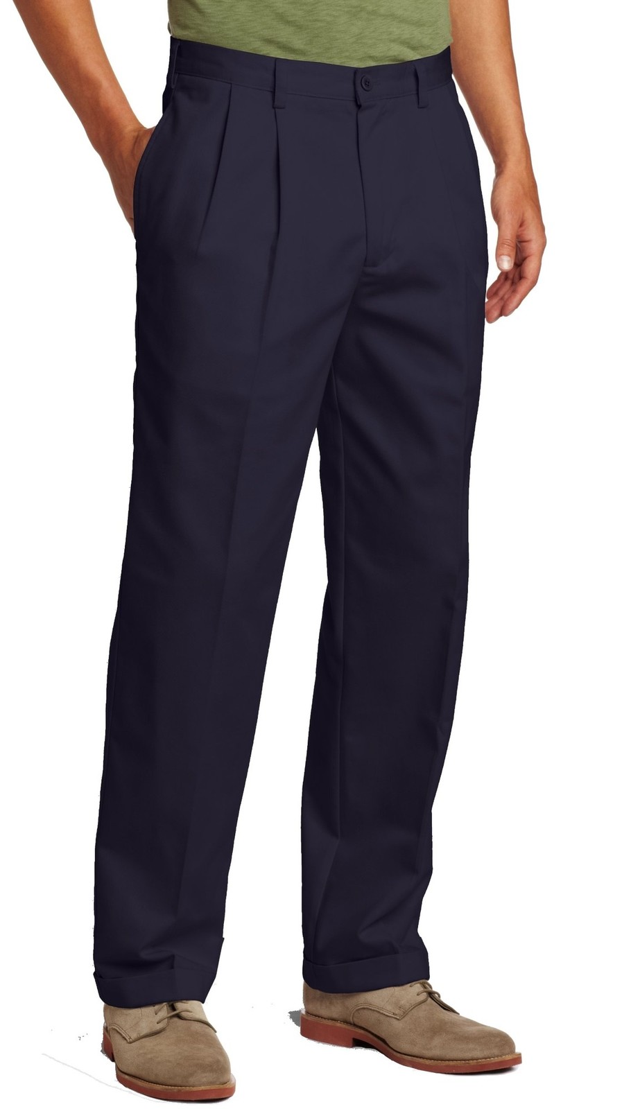 Izod Men's American Classic-Fit Wrinkle-Free Pleated Chino Pants in Navy-34/30 Item image 4
