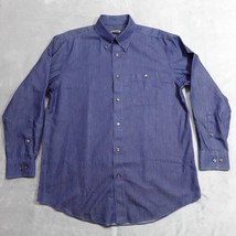 Orvis Wrinkle Free Pure Cotton Denim Button Down Shirt Large Chambray Outdoor - £30.09 GBP