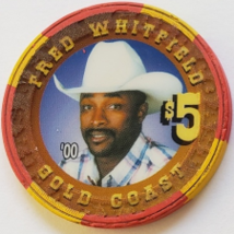 Las Vegas Rodeo Legend Fred Whitfield &#39;00 Gold Coast $5 Casino Poker Chip - £15.71 GBP