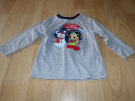 Size 24 Months Disney Mickey Mouse Happy Holidays Christmas  Gray L/S Top Shirt - £6.42 GBP