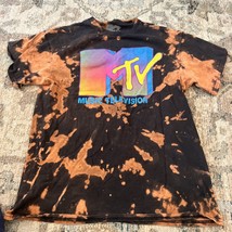 MTV Logo T-Shirt Black Tie Dye Cotton Size M - £11.34 GBP