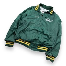 Vtg 80s Don Allison Athletic Green Satin Sports Bomber Jacket L Chain St... - $19.79