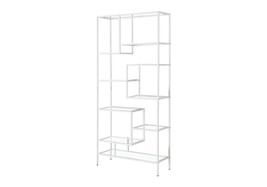 Modern 72&quot;h White Metal Glass Bookshelf Bookcase Etagere - $4,158.70 MXN