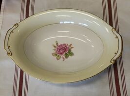 Fuji Bone China Oval Bowl Serving Dish Hand Painted Floral Rosette Japan... - $28.78