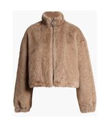 Rebecca Minkoff Faux Fur Crop Jacket, Taupe/Tan Medium, NWT - $225.00