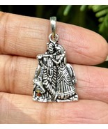 Lord Radha Krishna 925 Sterling Silver Pendant, Temple with Temple, Puja 3...... - $447.42 MXN