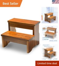 Compact &amp; Portable Wooden Two-Step Stool for Kids &amp; Adults - 450 lbs Sup... - $57.00