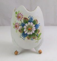Vintage Lefton China Hand Painted Floral 4.75&quot; Cracked Egg Vase 8221 Japan - $11.63