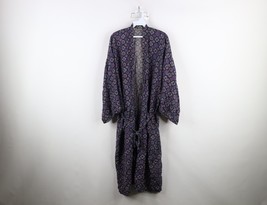 Vintage 90s Streetwear Mens One Size Faded Belted Geometric Silk Bath Robe - $54.40
