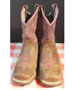 DAN POST RED AND BROWN STYLE DPC2947 COWBOY WESTERN BOOTS YOUTH SIZE 9.5 D - $31.31