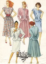 Vtg 1988 Misses Front Back Tucks Blouse 4 Gore Gathered Skirt Sew Pattern S16 - £7.81 GBP