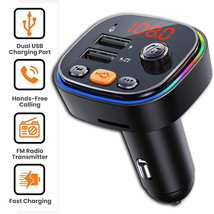 Bluetooth 5.0 Car Wireless Fm Transmitter Adapter 2Usb Pd Charger Aux Ha... - $14.99