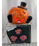 Halloween Pacific Rim Pumpkin Light Ceramic Jack o Lantern 7 Inch - £53.72 GBP