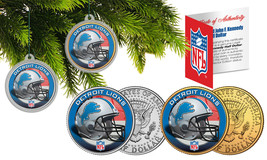 Detroit Lions Colorized Jfk Half Dollar 2-Coin Set Nfl Christmas Tree Ornaments - £11.24 GBP
