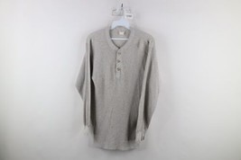 Vtg 90s Hanes Mens Large Faded Thermal Waffle Knit Henley T-Shirt Heathe... - £31.57 GBP