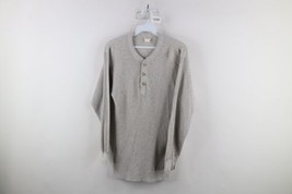 Vtg 90s Hanes Mens Large Faded Thermal Waffle Knit Henley T-Shirt Heathe... - £31.15 GBP