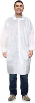 10ct White Polypropylene Disposable Lab Coats 42&quot; Long Large /w Snaps Front - £24.92 GBP